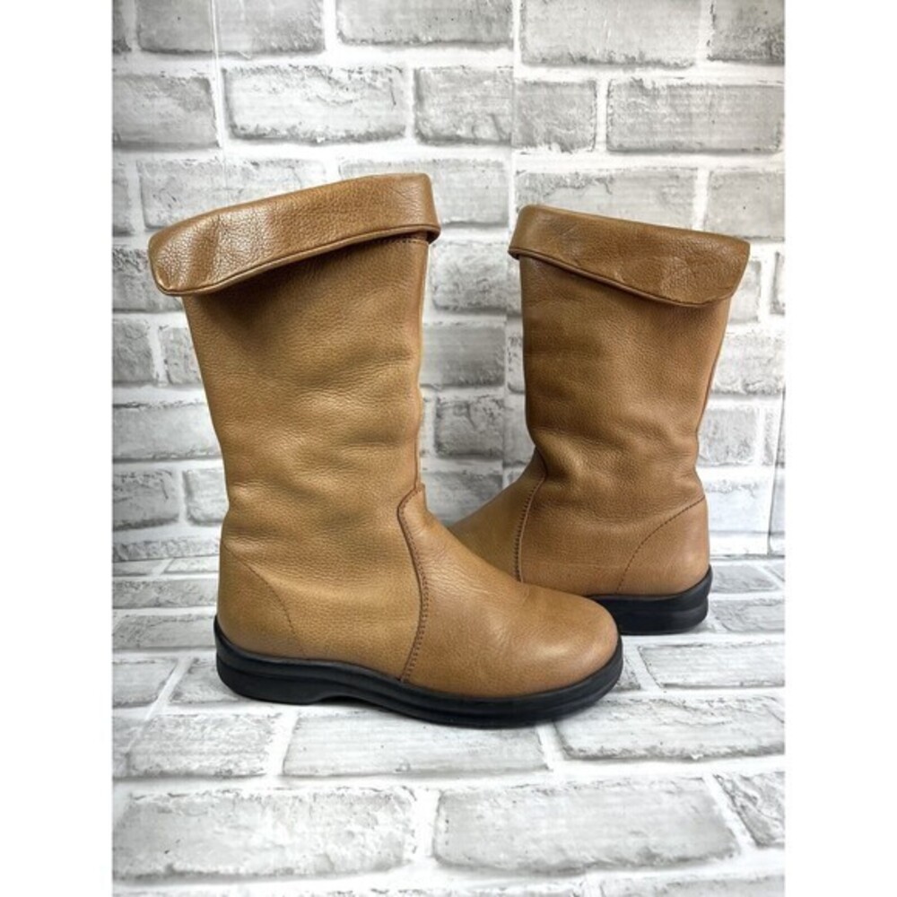 Birkenstock Tan Leather Fold-Over Winter Boots